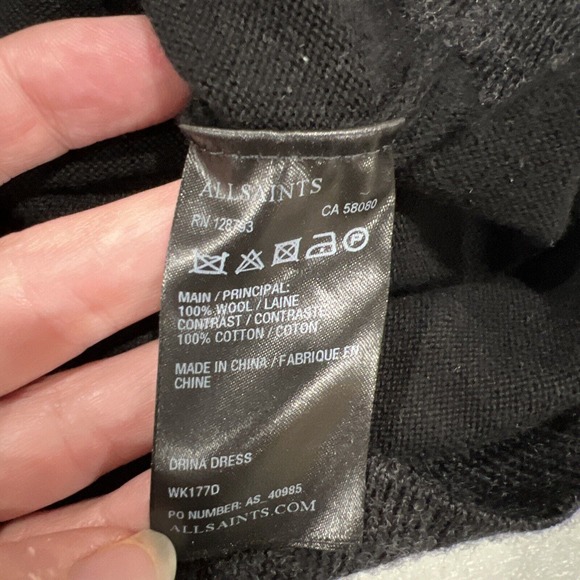 All Saints Dress Women Eight Black Drina‎ Vest Wool - Picture 10 of 14